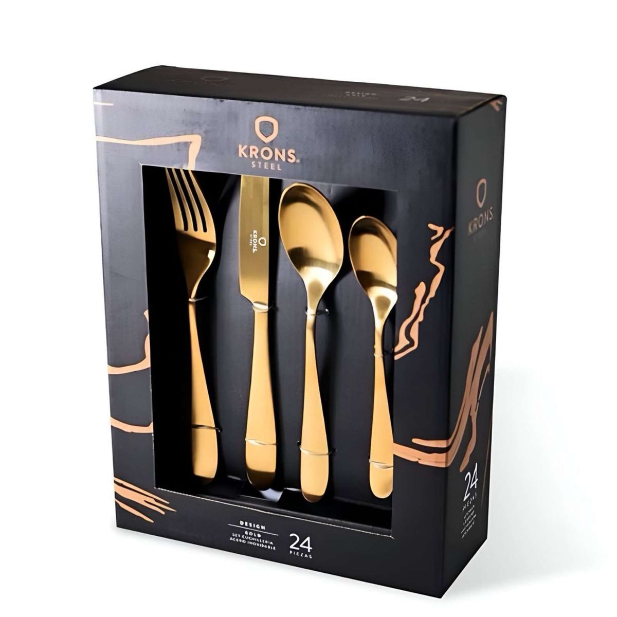 KRONS - CUCHILLERÍA DE MESA 24 PIEZAS  GOLD - KRONS