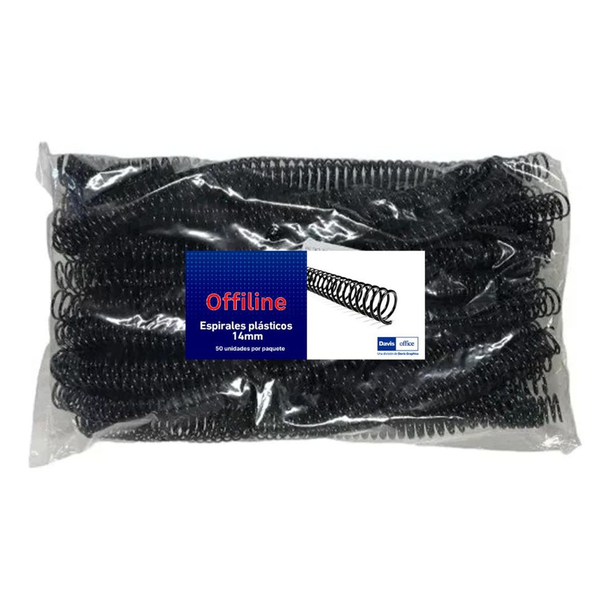 OFFILINE - Espirales Plásticos para Encuadernado Negro Medida 8 a 36 mm