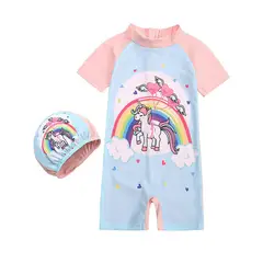 SENSIBLUE - Traje de Baño Niña Unicornio UPF50+ con Gorro
