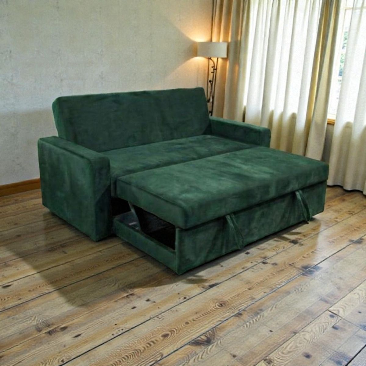 SOFA CAMA MILANO TRES POSICIONES FELPA VERDE, marca DISEÑOS VALESTRINI - Foto Principal