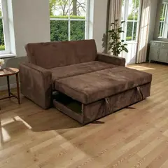 DISEÑOS VALESTRINI - SOFA CAMA MILANO TRES POSICIONES FELPA CHOCOLATE