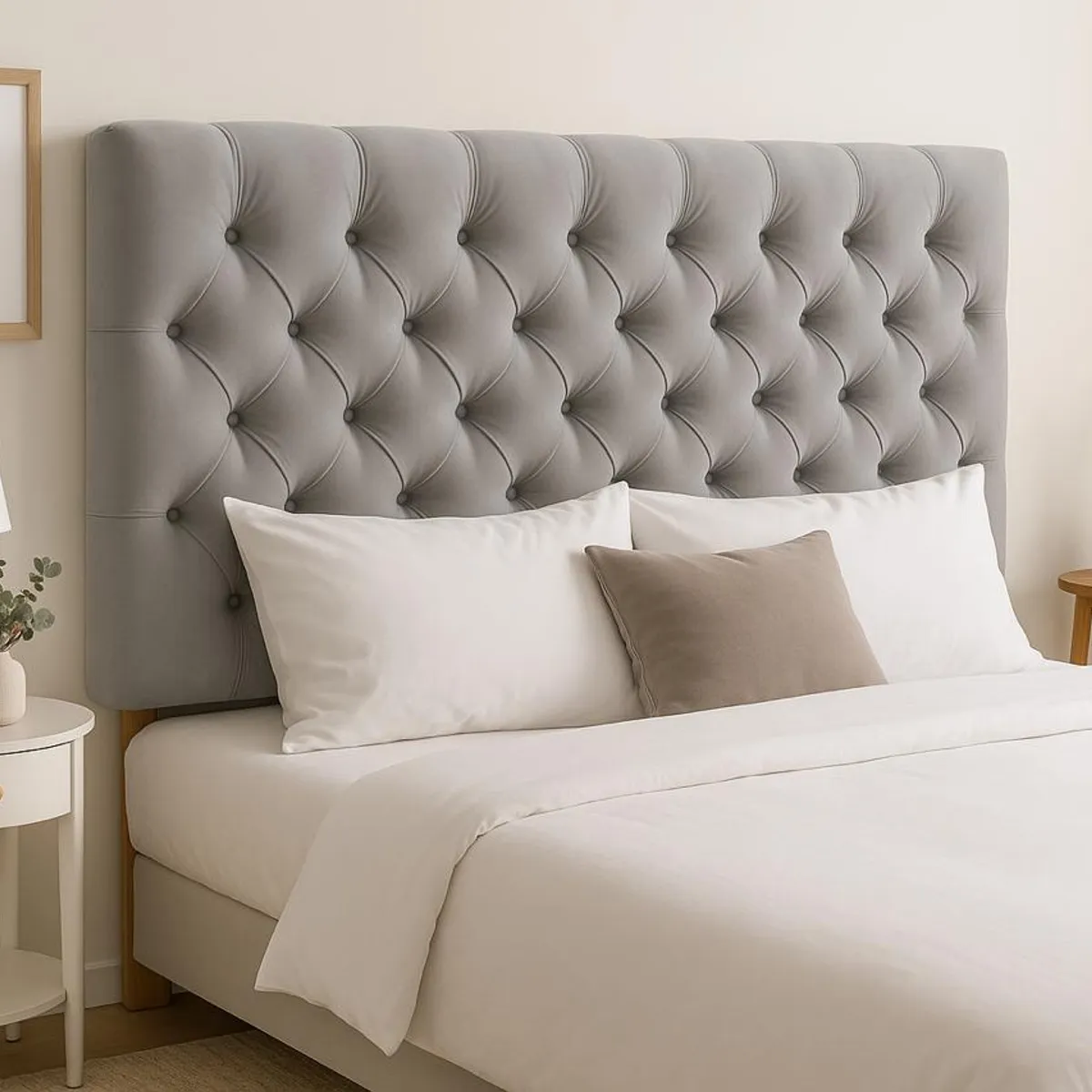 GENERICO - Respaldo 2 Plazas Classic Line Buttons Gris Claro Perla Lino