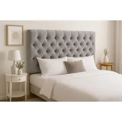 GENERICO - Respaldo 2 Plazas Classic Line Buttons Gris Claro Perla Lino