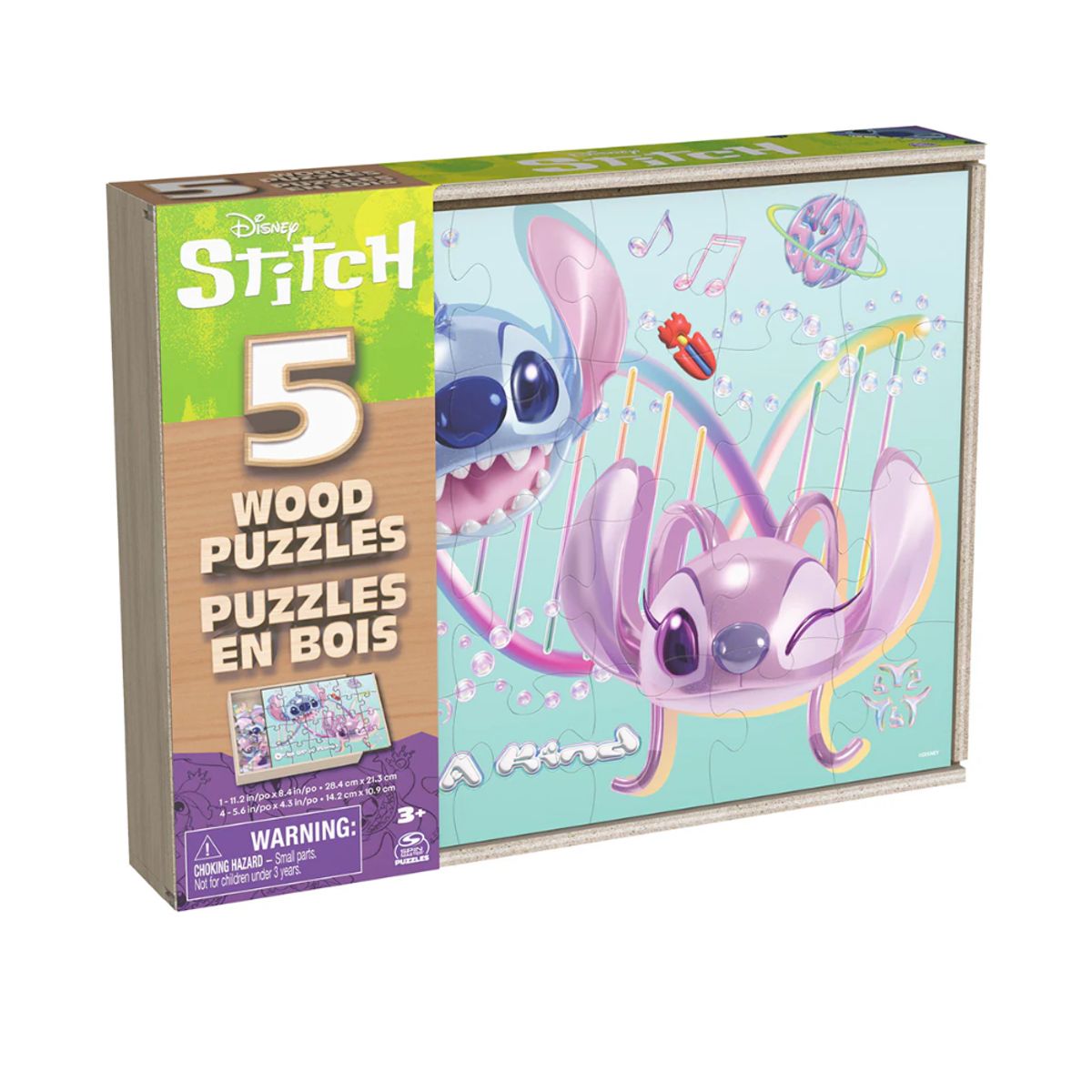 SPIN MASTER - Puzzle de Madera Infantil 5 en 1 Stitch Disney