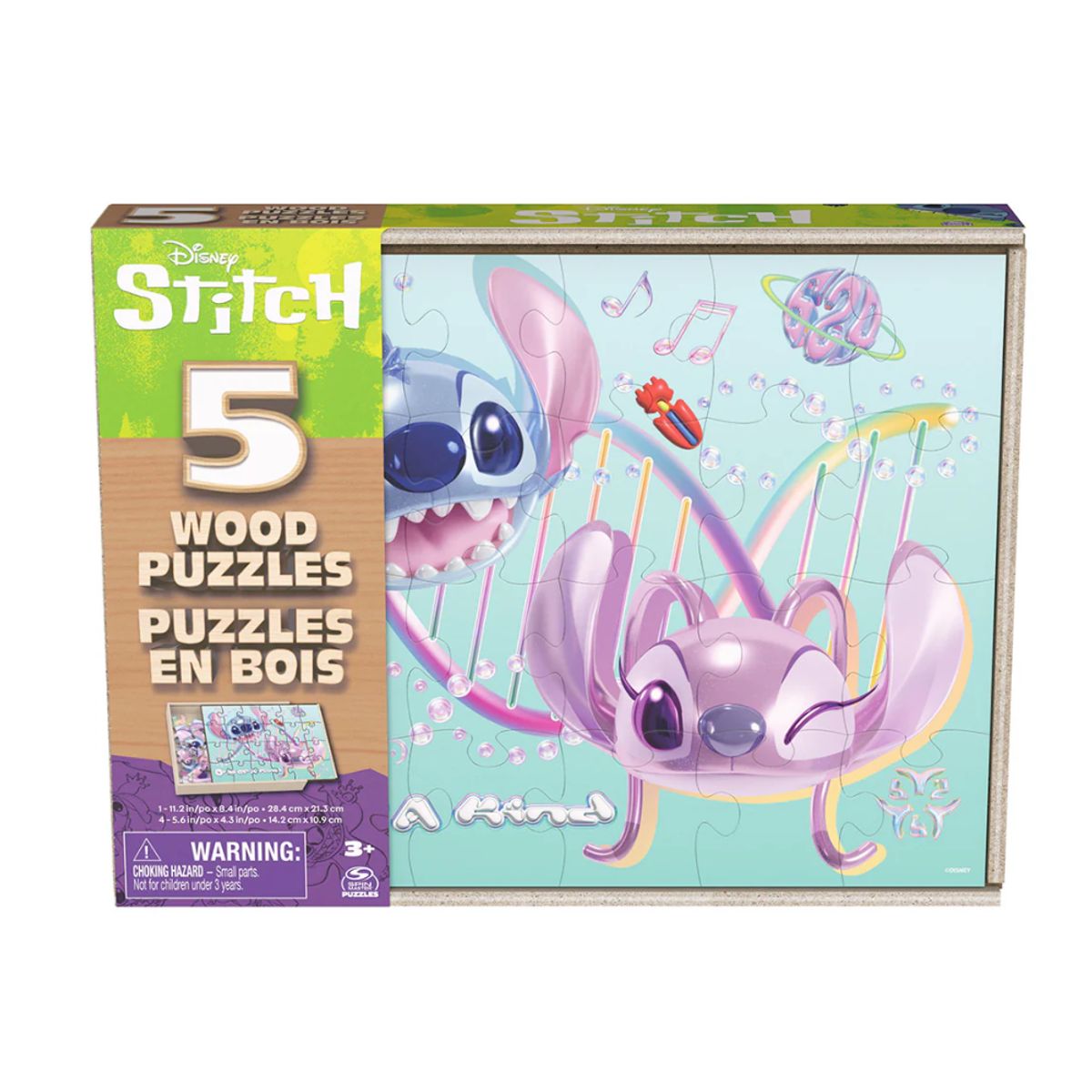 SPIN MASTER - Puzzle de Madera Infantil 5 en 1 Stitch Disney