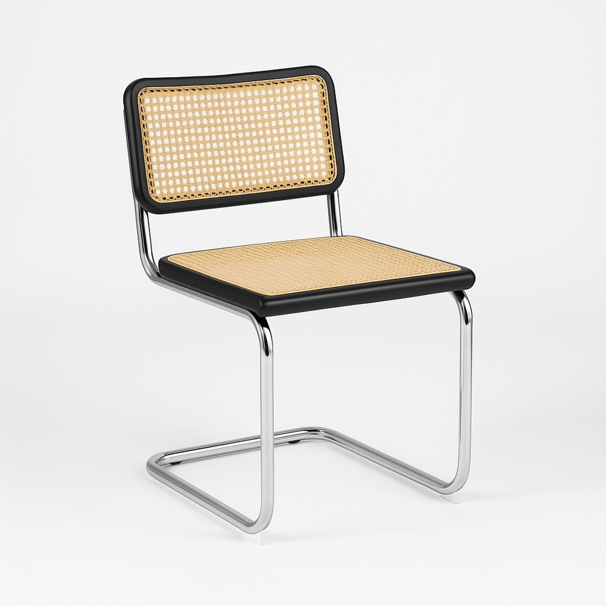 SPACE HOME - Pack x2 Sillas Breuer Negras de Madera y Ratán con Patas de Acero Reforzado