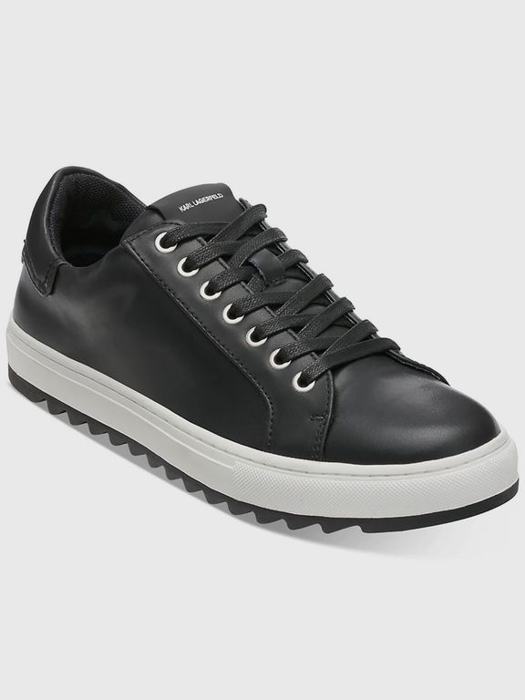 Zapatillas de cuero con suela dentada estilo urbano Negro