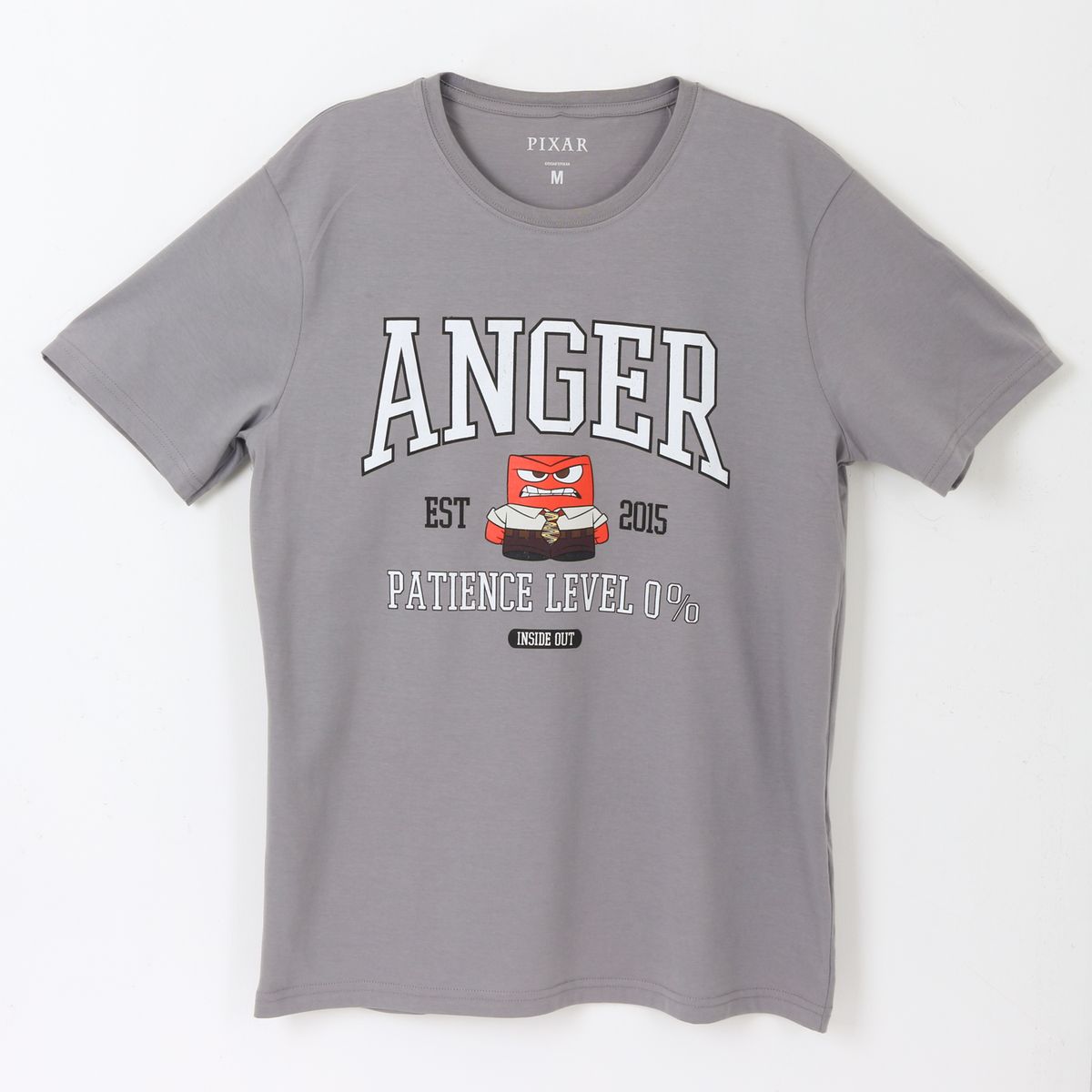 DISNEY - Polera Manga Corta Adulto Gris Ira Intensamente Pixar Disney