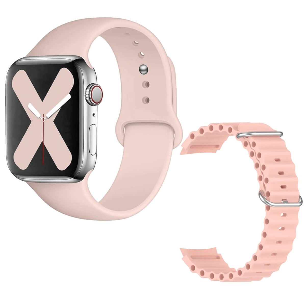 MOTOMO - Reloj Inteligente Smartwatch Sport 49mm 2 Correas M70 Rosado