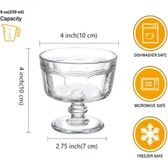 GENERICO - 6 Copas Postre De Vidrio / Copas De Helado 250ml