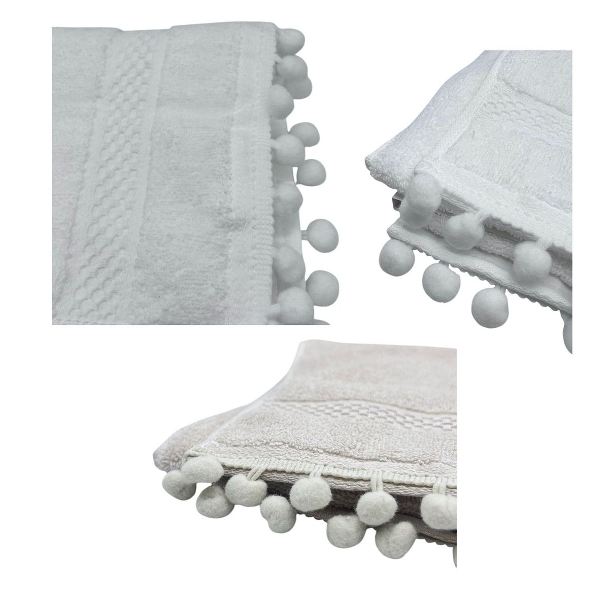 OEM - Toalla De Baño Algodon Pompones Toalla Fina Elegante 70x34cm