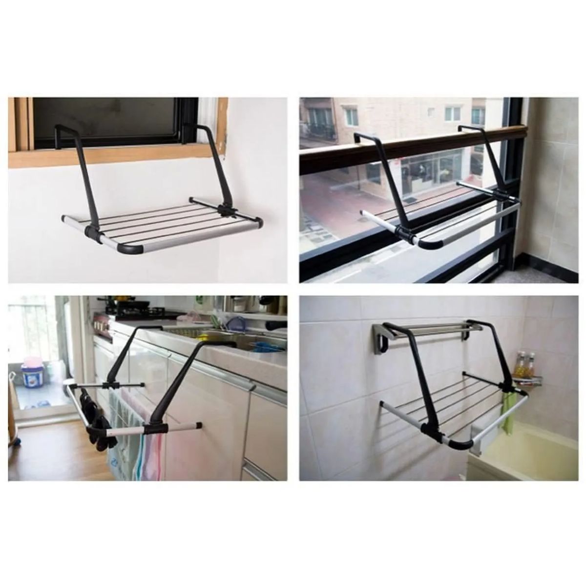 MOVI - Tendedero Colgador Plegable de BalcónVentana Radiador Toallas Aluminio