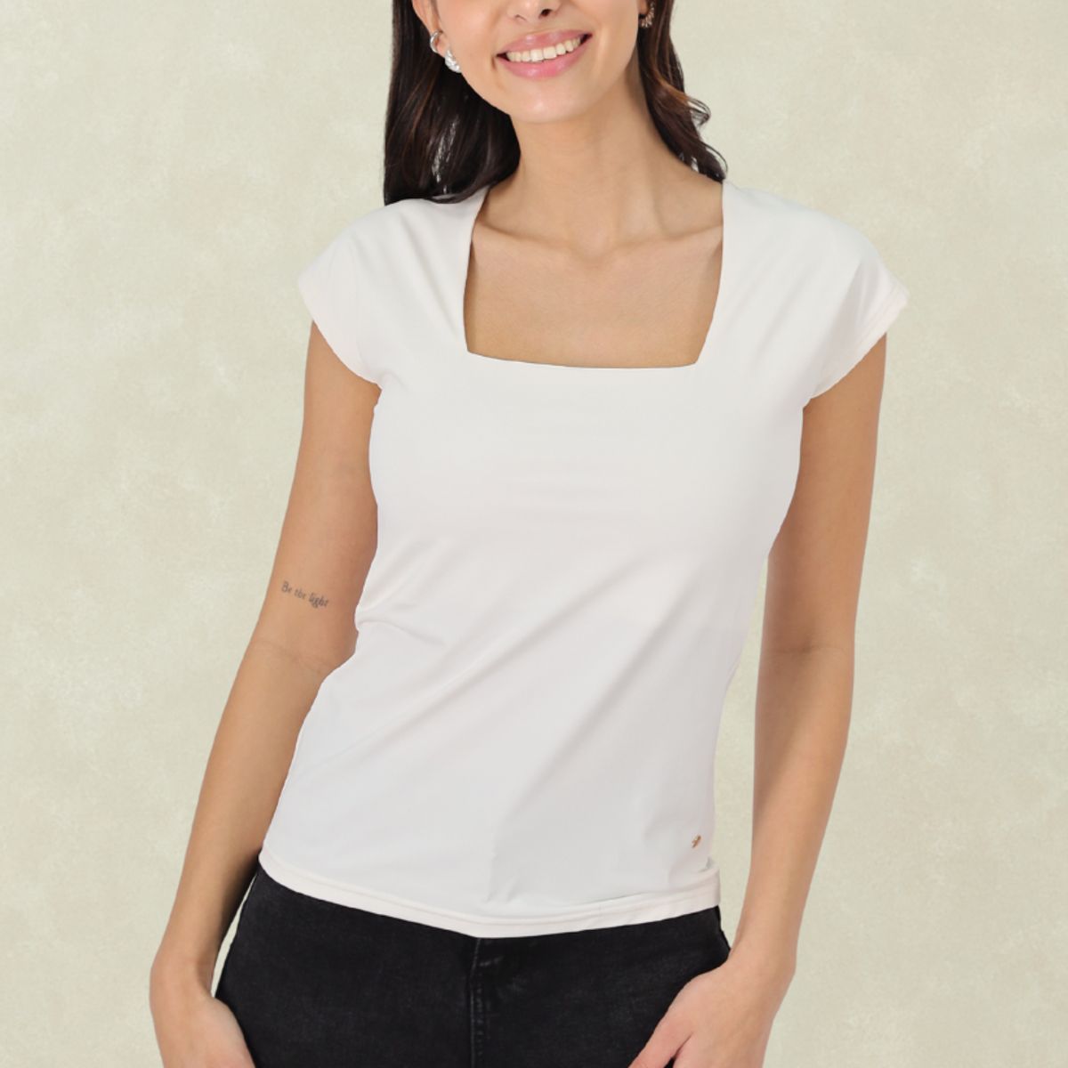 TENTATION - Top Cuello Cuadrado Blanco Tentation