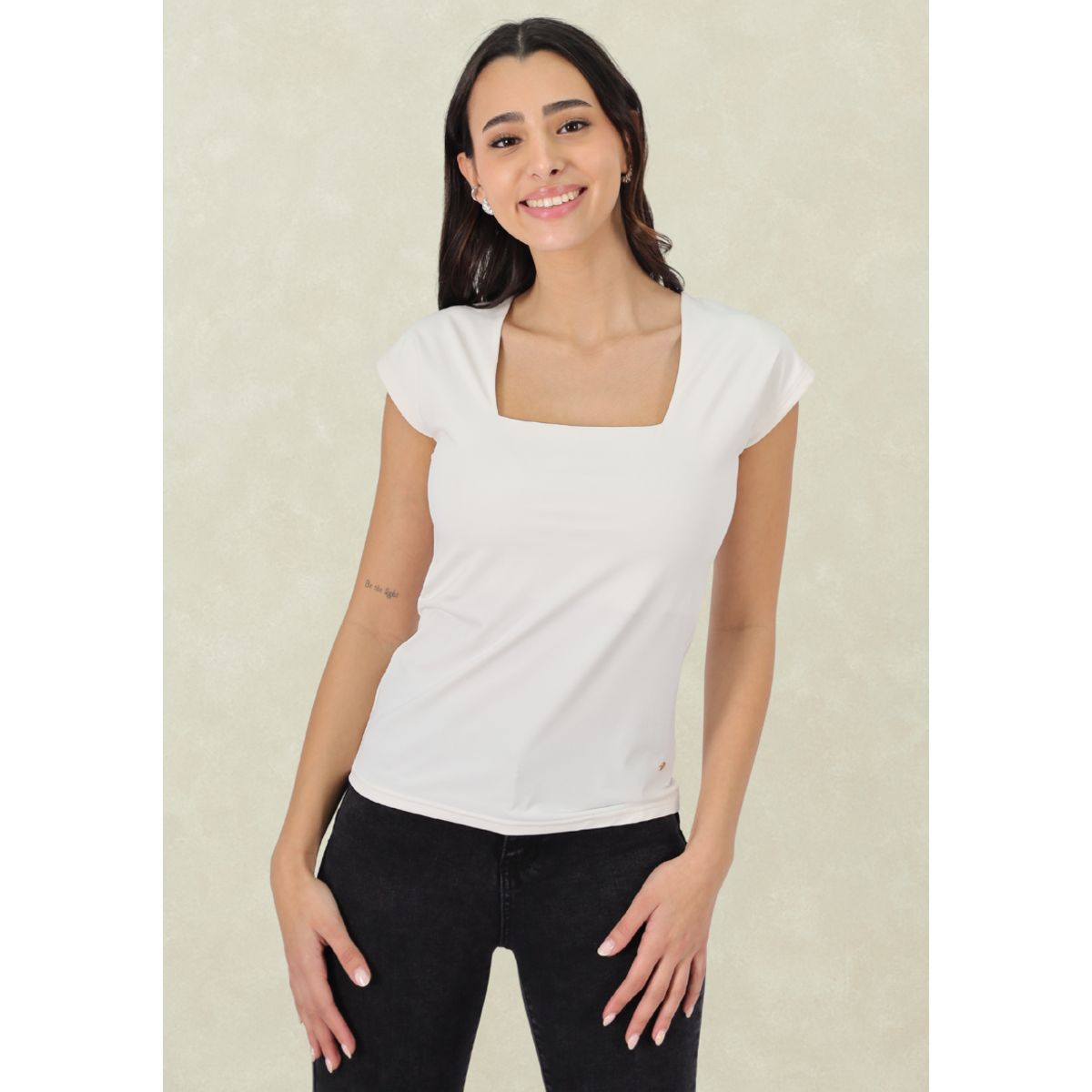 TENTATION - Top Cuello Cuadrado Blanco Tentation