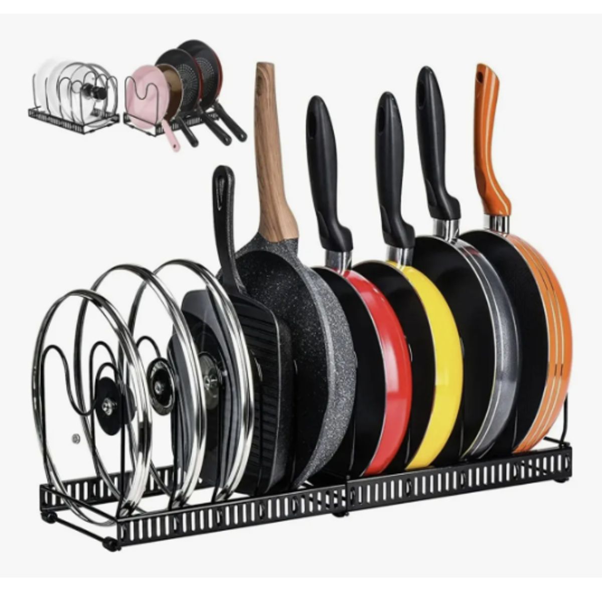 GENERICO - Rack Organizador De Ollas Expandible Menaje Tablas Tapas NEGRO