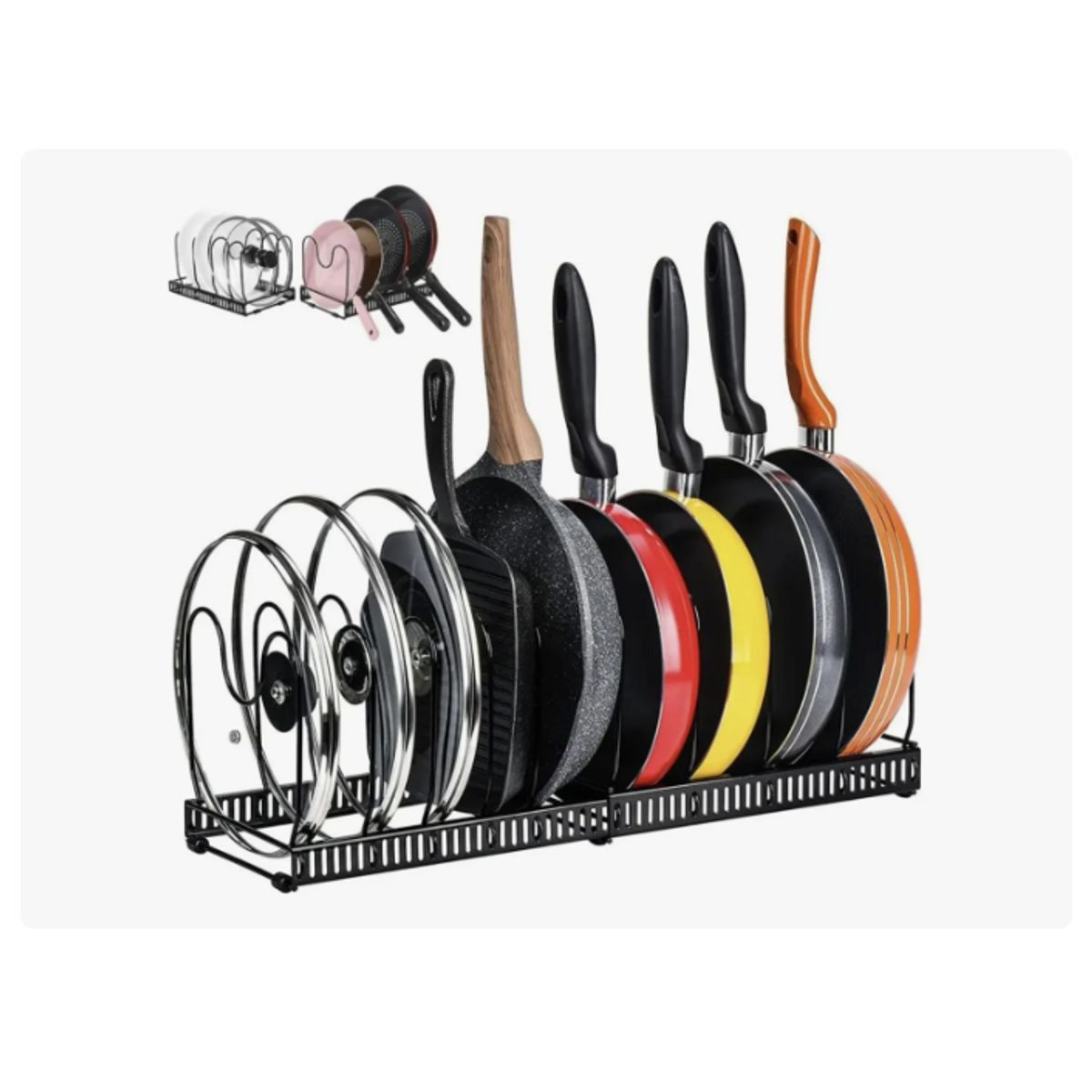 GENERICO - Rack Organizador De Ollas Expandible Menaje Tablas Tapas NEGRO