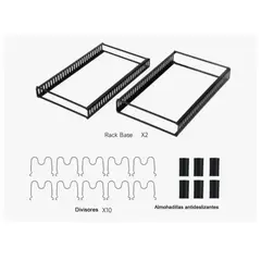 GENERICO - Rack Organizador De Ollas Expandible Menaje Tablas Tapas NEGRO