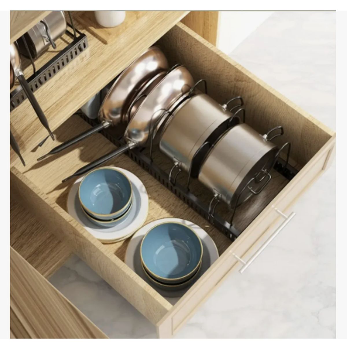 GENERICO - Rack Organizador De Ollas Expandible Menaje Tablas Tapas NEGRO