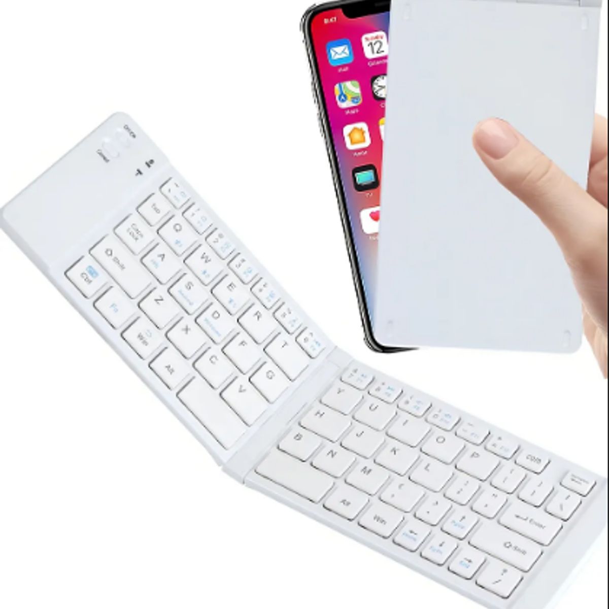 GENERICO - Mini Teclado Inalámbrico Plegable Portátil Mk-1007 Teclado Blanco Idioma Español Latinoamérica