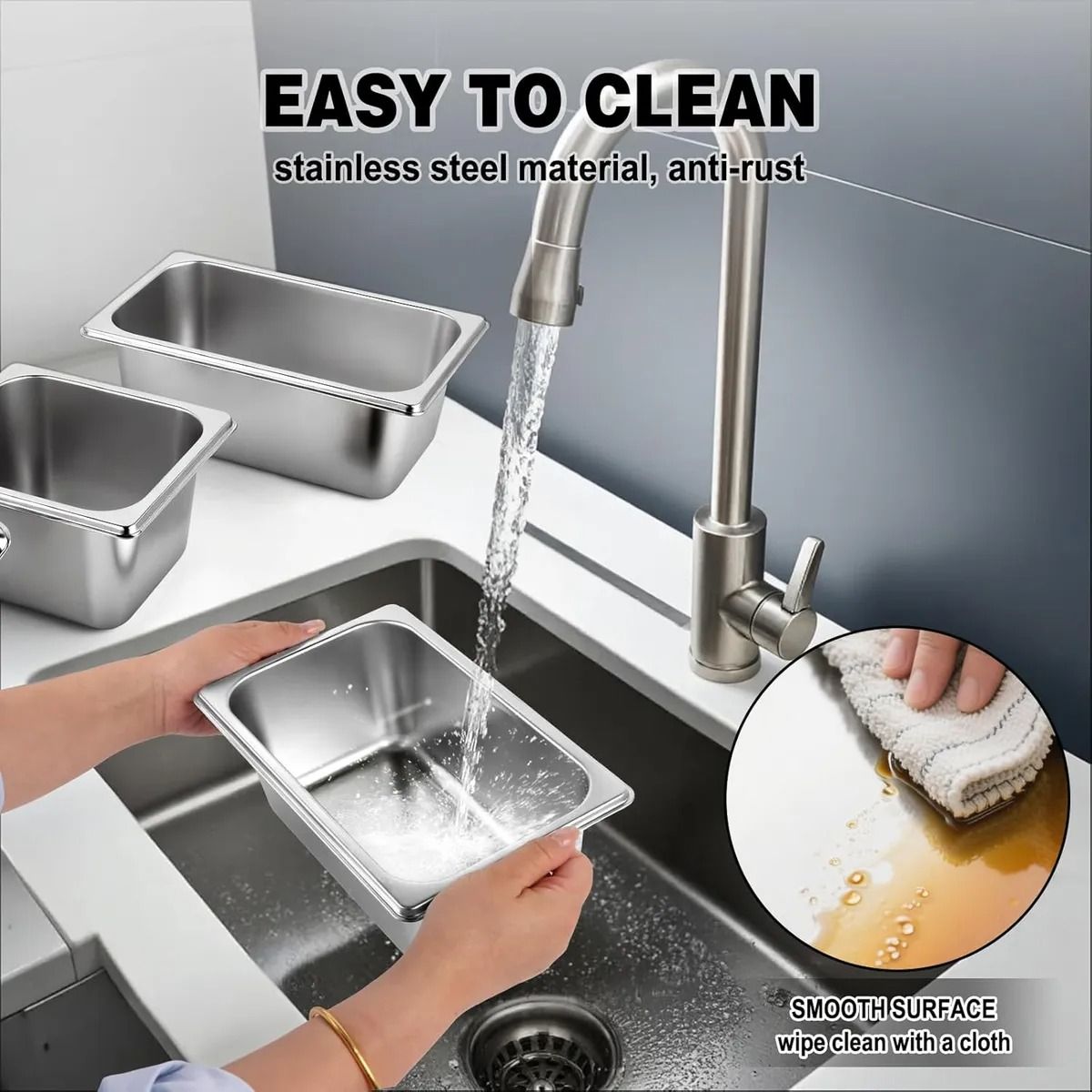 EVERSO - 6 Pcs Sartenes De Vapor Acero Inoxidable Bandejas Con Tapas