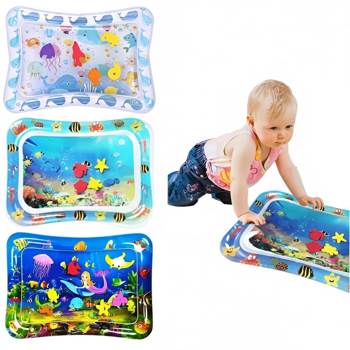 GENERICO - Alfombra De Agua Sensorial Para Bebes Inflable 69cm Color Azul