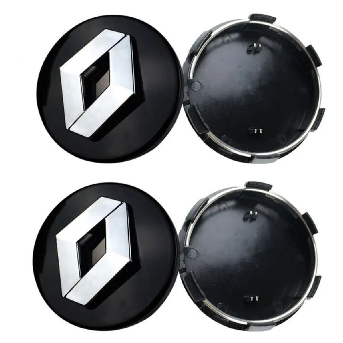 GENERICO - 4 Tapa Centro de Llanta para Renault 60mm Negro