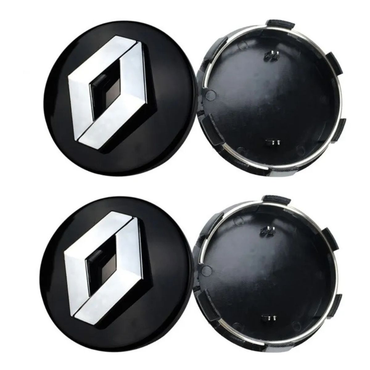 GENERICO - 4 Tapa Centro de Llanta para Renault 60mm Negro