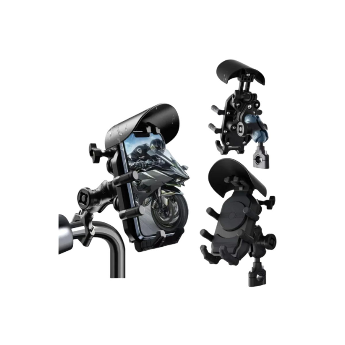 GENERICO - Soporte Celular Moto Con Visera Solar Y Antivibración 360°