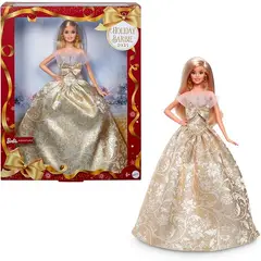 BARBIE - Signature colección - Muñeca de fiesta con vestido plateado y dorado