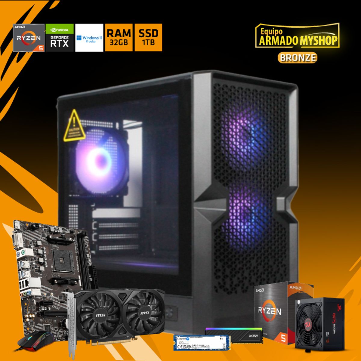 GENERICO - Pc Gamer Bronze - Amd Ryzen 5 5500 - Msi A520m-a Pro