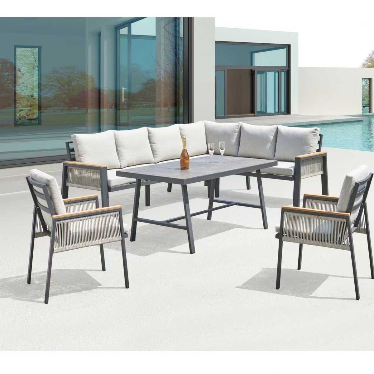 MODRA - Juego de Comedor Exterior Turku 6 Personas