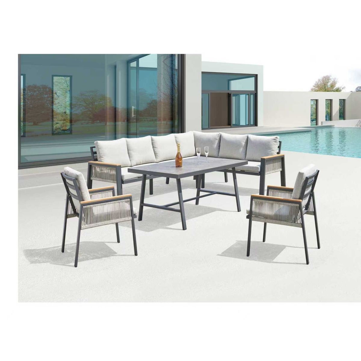 MODRA - Juego de Comedor Exterior Turku 6 Personas