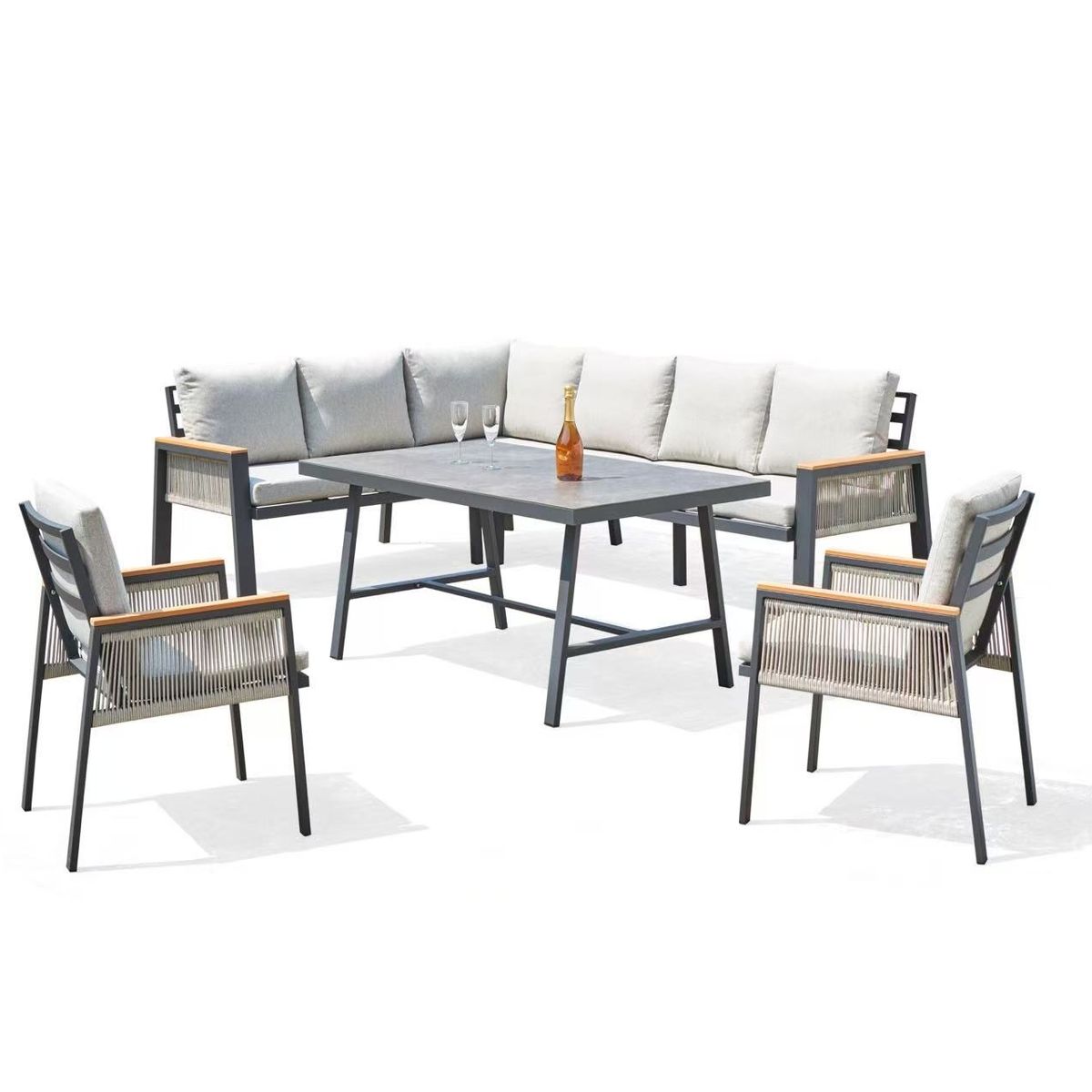 MODRA - Juego de Comedor Exterior Turku 6 Personas