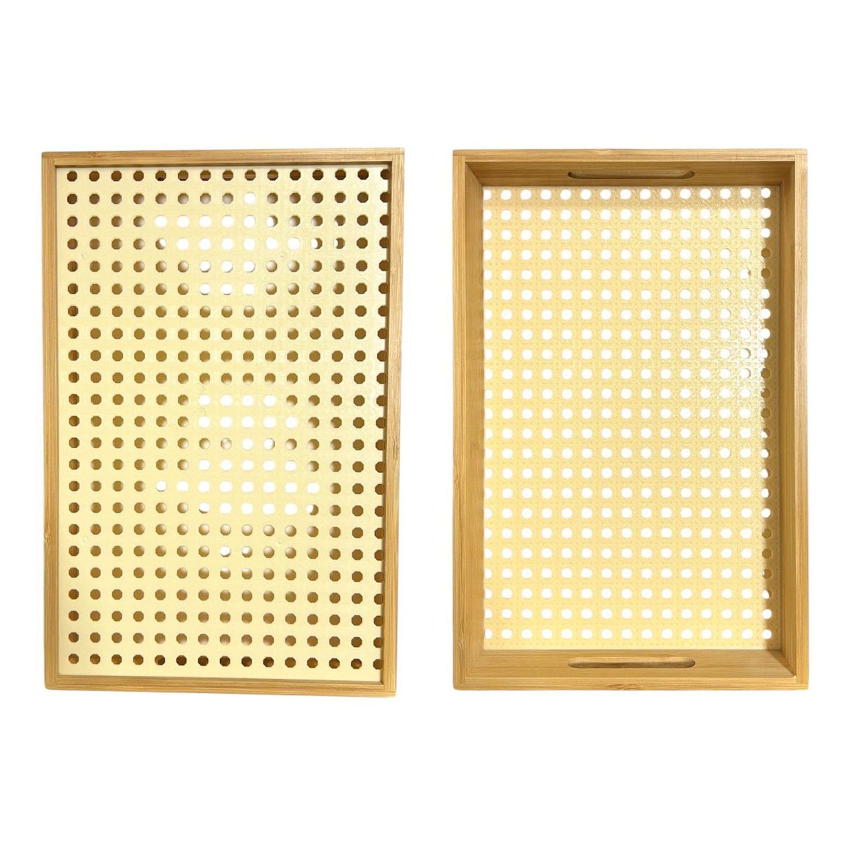 OEM - Bandeja Desayuno De Madera Bambu Con Malla 21x32cm