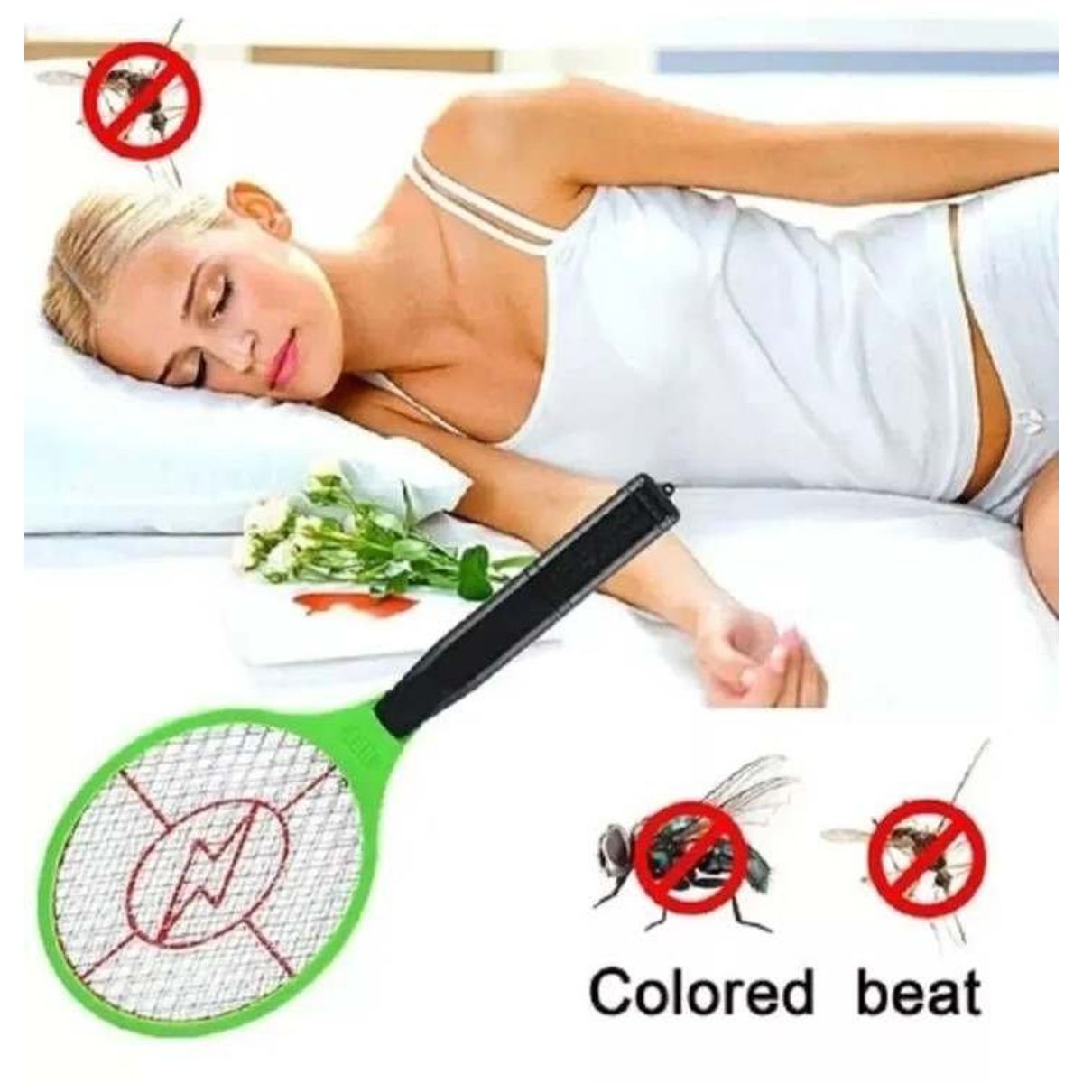 GENERICO - Raqueta mata moscas, mosquito, insectos electrica recargable 220 V