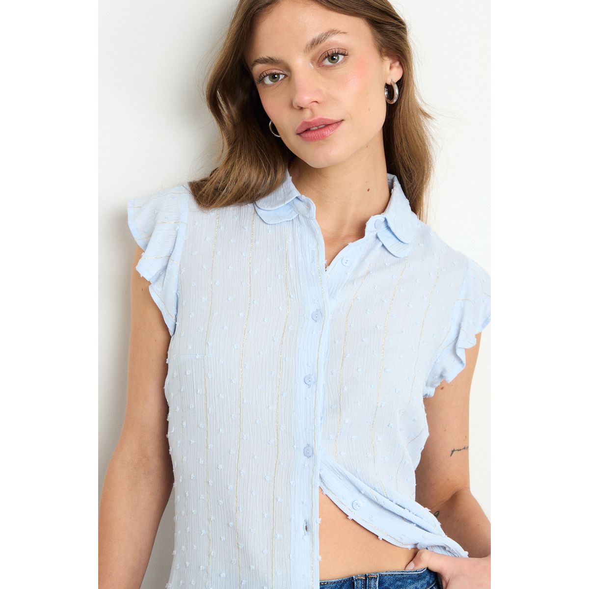 IO - Blusa Lisa Mujer Celeste Io