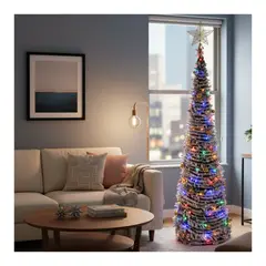 EKOL TACTICA MILITAR - Árbol De Pascua Plegable Premium Nevado 2.10 Con Estrella y Luces LED Navidad 2025