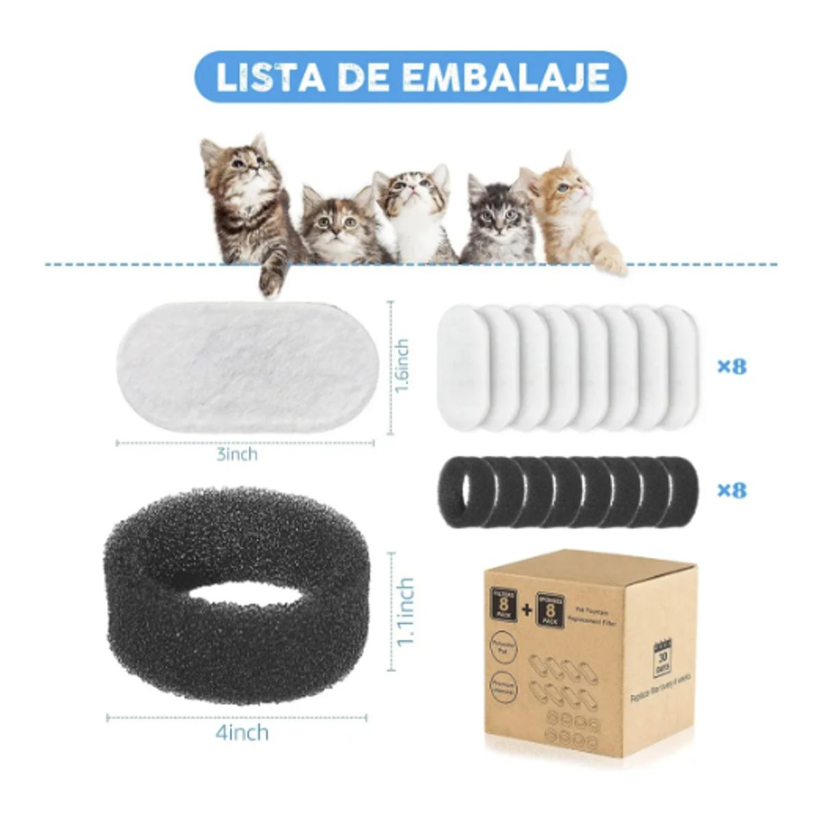 GENERICO - Pack 16 Filtros Bebedero Fuente D Agua Eléctrico Gato Perro