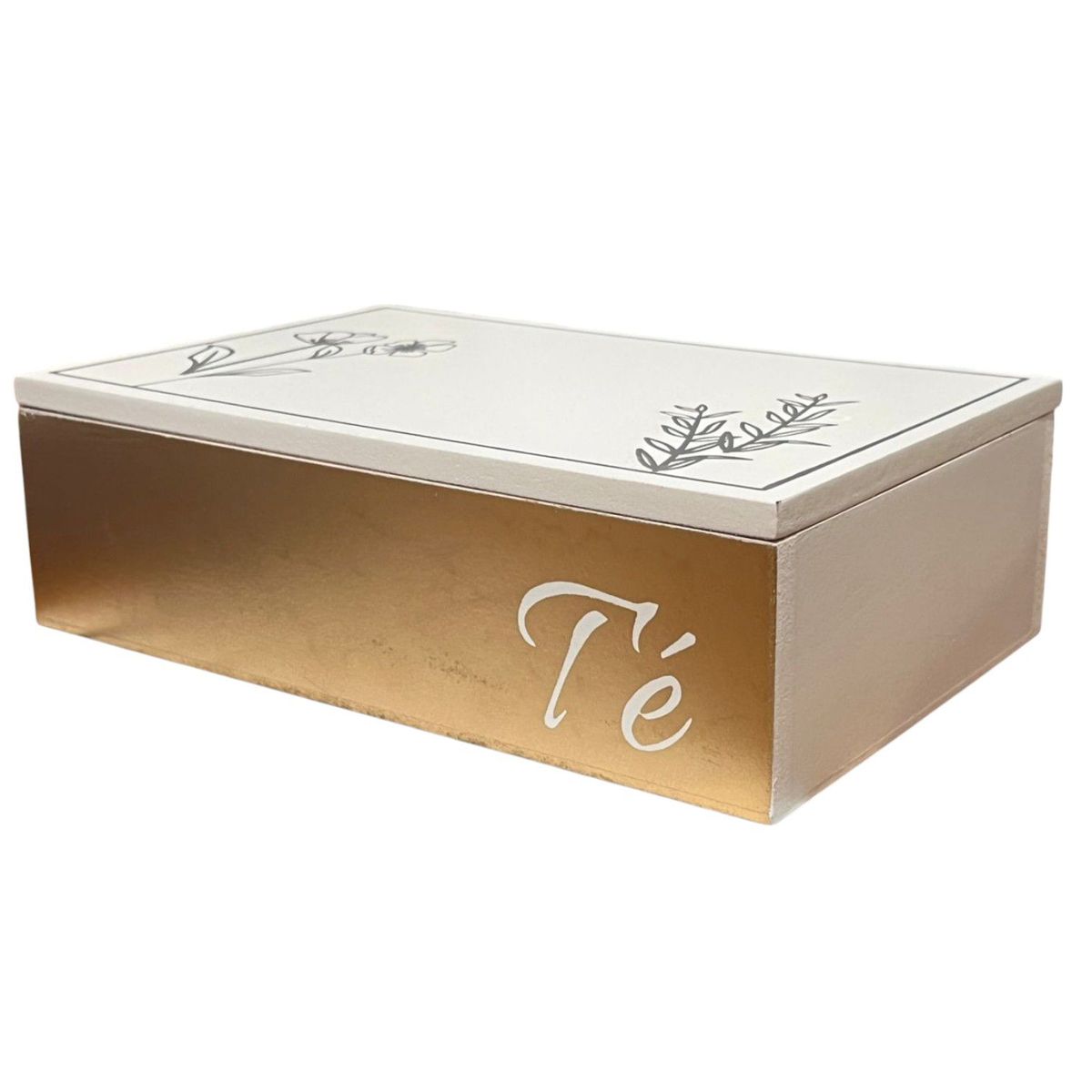 GENERICO - Caja De Té Mediana De Madera 6 Espacios Con Diseños Arbol