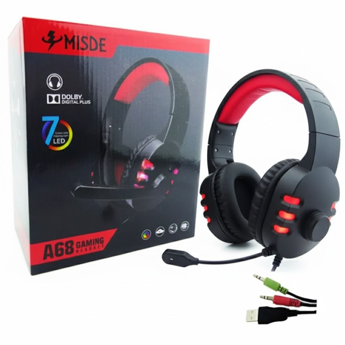 GENERICO - Audifono Para Gamer Con Microfono Multimedia Para Pc Con Luz