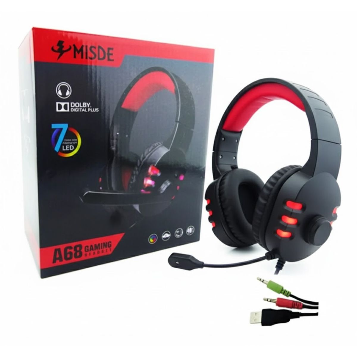 GENERICO - Audifono Para Gamer Con Microfono Multimedia Para Pc Con Luz