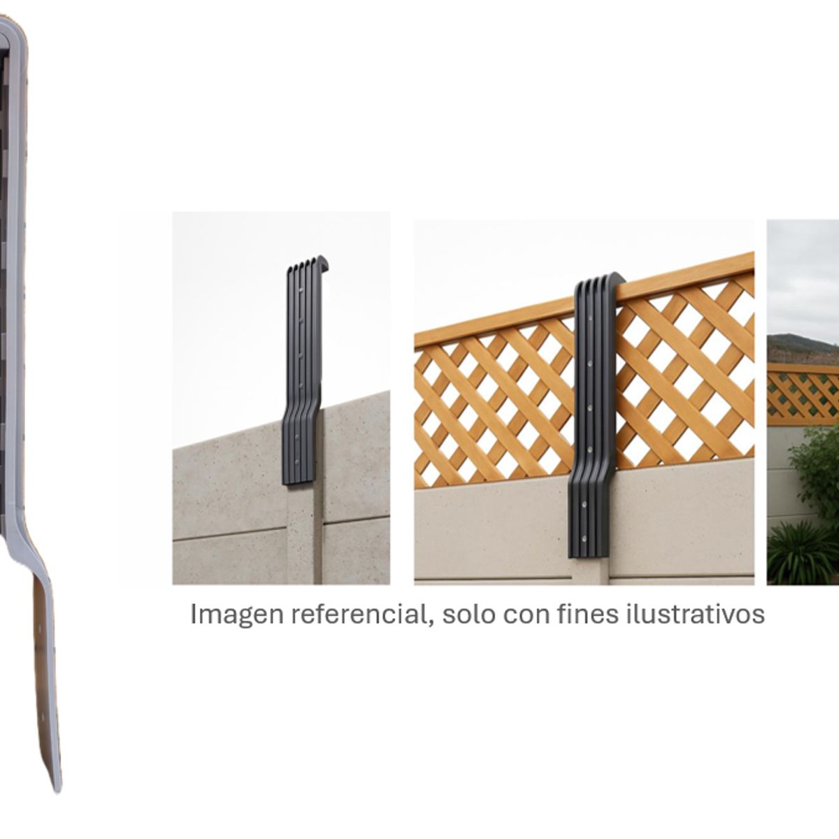 GENERICO - Extensor de pilares para muros tipo bulldog color gris  corta vista  pack unitario