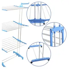 MOVI - Tendedero de Ropa Vertical Plegable 3 Niveles con Ruedas y Colgadores Percheros