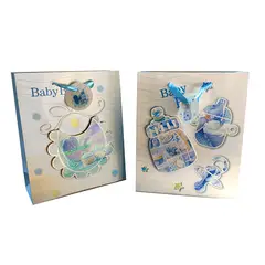 GENERICO - BOLSA DE REGALO BABY BOY GLITTER 3D 26X32 CM X12 UNI
