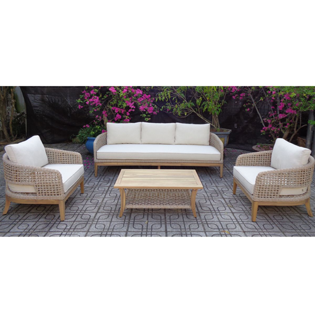 MSA MUEBLES SANTA ANA - Juego de Terraza 4 Piezas Venecia