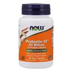 NOW - Probiótico 10 50 Billones 50 Cápsulas Veganas 28g