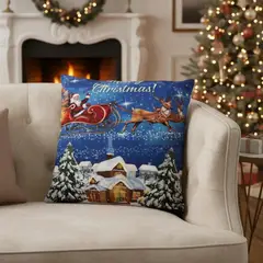 TODOHOGAR SANTIAGO DE CHILE - Set De 2 Cojines 45x45cm Navidad - Trineo azul