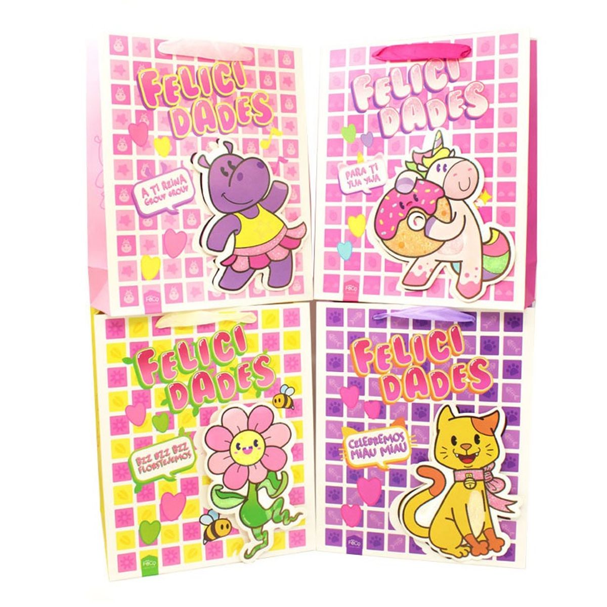 GENERICO - BOLSA DE REGALO FELICIDADES ANIMALES NINA 30X40 X12 UNI