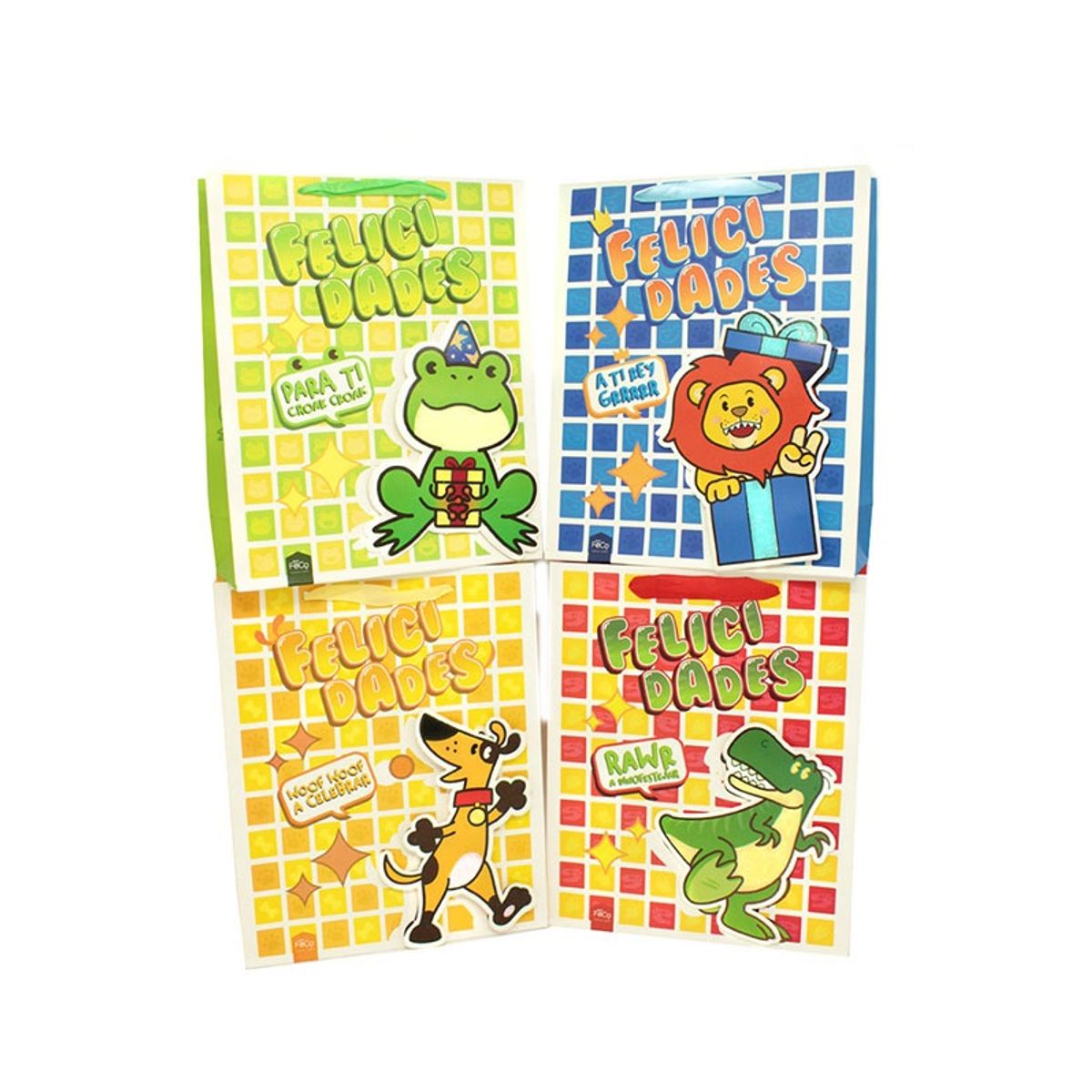 GENERICO - BOLSA DE REGALO FELICIDADES ANIMALES NINO 18X23 X12 UNI