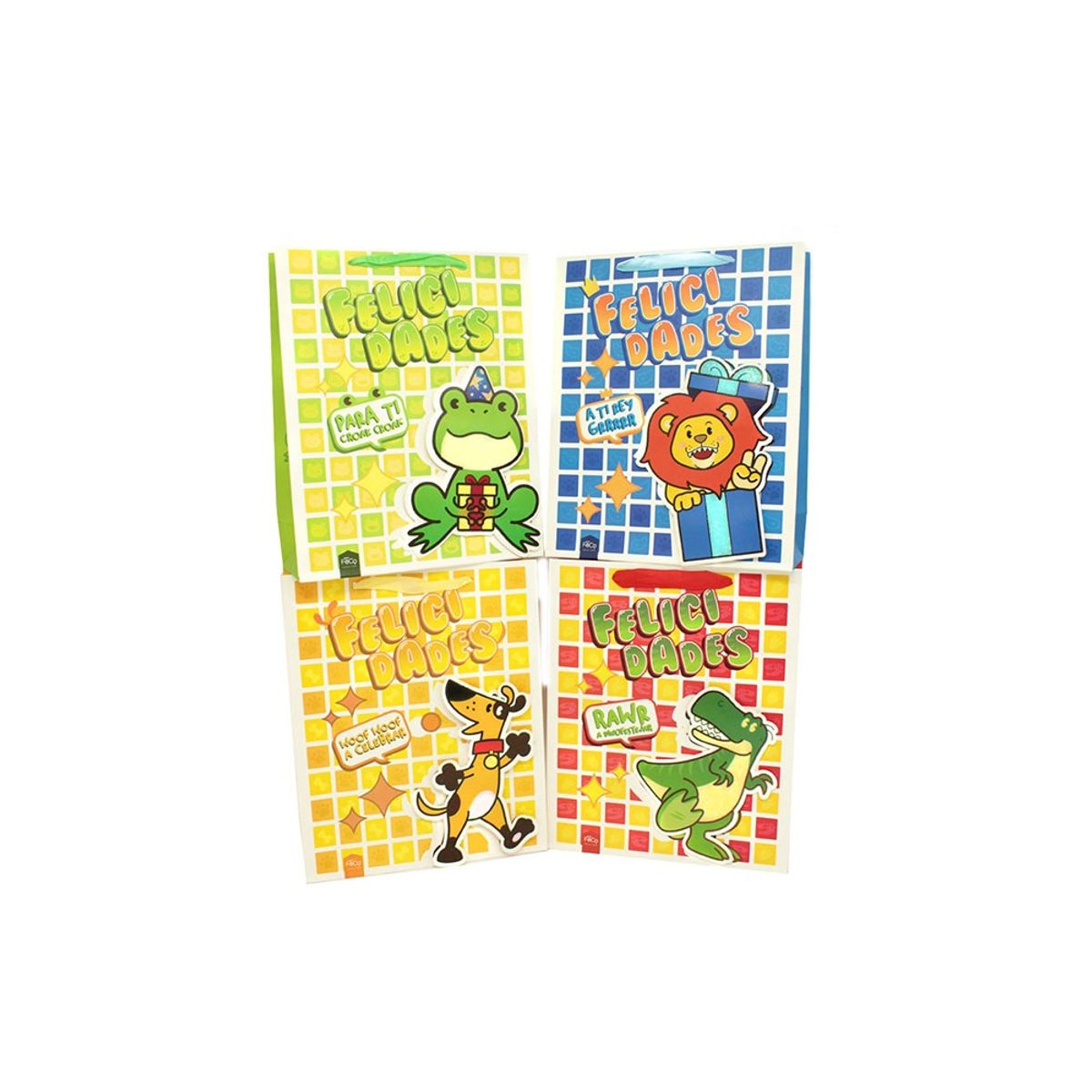 GENERICO - BOLSA DE REGALO FELICIDADES ANIMALES NINO 18X23 X12 UNI